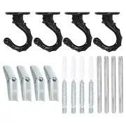 4 Sets 2.2" x 1.6" Ceiling Hook, Orchid Hooks with Mounting Hardware, Black
