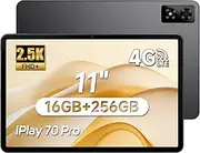 ALLDOCUBE Android 14 Tablet 11 Inch, 2560x1600 2.5K Display, Helio G99 Octa-Core iPlay70 Pro with 4 Speakers, 16GB+256GB/TF 1TB, 4G LTE+5G WiFi+BT5.2, 7000mAh, Widevine L1 NFE, GPS, Face ID