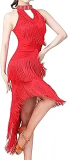 [Generic] Women's Shiny Fringe Halter Neck Dress Sexy Sparkly Sequins Bodycon Dress Latin Ballet Dance Costume