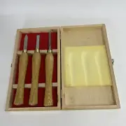 Carpenter Chisel Tool Set Hand Tool Wood Working Set of 3 in Wooden Box