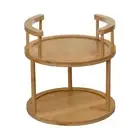 Wooden Rotating Spice Rack - 2 Tier Lazy Susan - 360 Degree Spinning Revolvin...