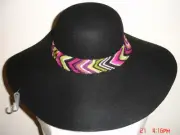 MISSONI FOR TARGET WOOL FELT BLACK FLOPPY HAT ZIG ZAG BAND RARE!!!