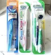 Sunstar GUM Oral Care Cleaning Kit & Go Betweens REACH Access Flosser NEW Lot x3