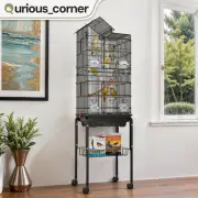 Tall Wheel Bird Cage Owl House for Parrot Parakeet Cockatiels Lovebird 62"