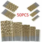 50pcs Titanium Coated High Speed Steel Drill Bit Set Tool 1/1.5/2/2.5/3mm