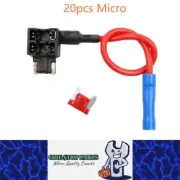 20 x Micro Blade Piggy Back fuse Connector with wire ideal for add on Accessorie