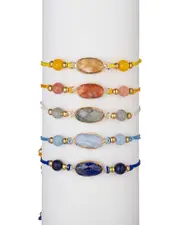 Eye Candy LA Agate Happiness Stone Affirmation Bracelet Set