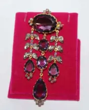1.40ct Rosecut Diamond 30ct Amethyst Antique Victorian 925 Handmade Brooch