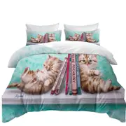 Funny Cute Cats Designs Books and Kittens Quilt Cover