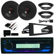 JVC Single DIN Marine Bluetooth CD Receiver, 2x 6.5" Speaker, Harley Install Kit