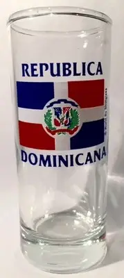 DOMINICAN REPUBLIC FLAG SHOOTER SHOT GLASS SHOTGLASS