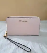 Michael Kors Jet Set Leather Smartphone Wristlet, Powder Blush Pink