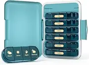 Weekly Pill Organizer 4 Times a Day, 7 Day Pill Box 4x, Portable for Travel Pill Case for Pills/Vitamin/Fish Oil/Medication/Supplements (4x7 Blue)
