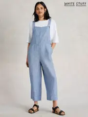 White Stuff Blue Vivian 100% Linen Dungarees (W30534) | $185