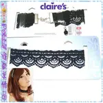 ☆POLLY媽☆歐美日CLAIRE'S LACE CHOKER NECKLACE黑色蕾絲頸鍊13INCH