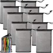 10PCS 8X12inch Nylon Mesh Drawstring Bags with Cord Lock Closure Delicates Laund