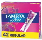 Radiant Tampons with LeakGuard Braid, Regular Absorbency, 42 Count