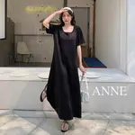 ANNE｜孕婦短袖洋裝 長裙 夏天洋裝 L-2XL【AD102193】孕婦裝 孕婦洋裝 短袖洋裝 大圓領 露鎖骨 洋裝