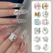 10Pieces Flatback Glass Nails Rhinestones Crystal Charm Art Flatback