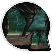 Natural Disaster Art Breaking Through Tornado Round Beach Towel