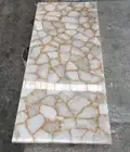 White Agate Geode Console Slab, Counter Slab Top, Living Room Center Table Top