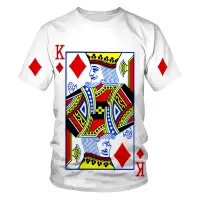 在飛比找蝦皮購物優惠-撲克牌 3D 打印時尚男士 T 恤梅花 K 撲克圖案短袖休閒