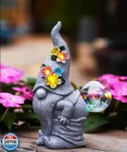 Nacome Solar Funny Gnome Statue for Garden: Outside Decor with Blow Bubbles B