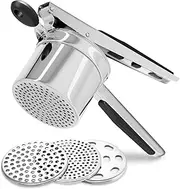 KELIOO Potato Ricer, Heavy Duty Stainless Steel Potato Masher with 3 Interchangeable Discs, Large Capacity Vegetable and Fruit Baby Food Ricer for Mashed Potatoes