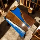 Ocean Wave Epoxy Resin Dining Table Console Bar Study Desk Modern Handmade Arts