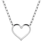 Aqua Open Heart Paperclip Chain Pendant Necklace in Sterling Silver, 16-18 - Exclusive