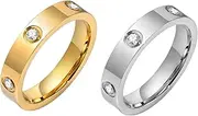 [RIXERKOC] Love Friendship Rings Women's 18K Gold Plated Stainless Steel Promise Ring with Stone Wedding Band Jewellery Valentine's Day Christmas Birthday Gifts for Women Girls