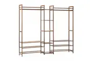 Hanging Rail Bamboo Clothes Rack Open Wardrobe Garment