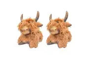 2PK Urban Highland Cow Door Stopper Fabric Home/Room Floor Decor 25x28cm Brown