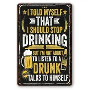 3x Tin Sign Drinking Stop Listen To Drunk Beer Wine Rustic Look Decorative Wall