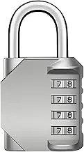 Combination-Lock 4 Digit Outdoors Waterproof Padlock Number Lock for School Gym Locker, Sports Locker, Fence, Gate, Shed,Toolbox, Case, Hasp Storage (Silver)