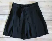 White House Black Market Skort Size 00 Black Pleated Tie Belt Waist Shorts