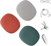 3 PCS Earphone Case, Portable Silicone Headphone Case, Headphone Earbud Protective Carrying Case, Mini Items Organize Cable, Key, Ear Plug Storage (Gray, Green, Red)