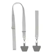 2Pcs Phone Lanyard with Wrist Strap and 2 Patches, Gray