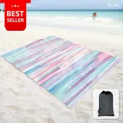 Sand Proof Beach Blanket 7' x 9' with Corner Pockets & Mesh Bag