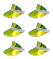 Tennis Beach Iridescent Mirrored Plastic Sun Vegas Golf Casino Visor Hat Qty 6
