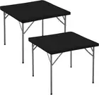 Black Square Fitted Tablecloth 34x34 Inch - 2 Pack Stretch Covers for Tables