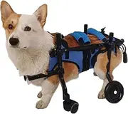 Aluminum Pet Wheelchair with Pet Traction Rope, Dog Wheelchair for Back Legs, 4 acWheels Dog Wheelchair Adjustable Dog Car Suitable for Paraplegic Animals with Hind Limb Disabilities(Medium)