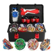 Fightinggirl 12x Beyblade Burst Spinning Tops Set Spinning With Grip Launcher + Foam Storage Case
