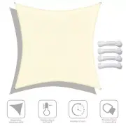 16x16Ft 97% UV Block Square Sun Shade Sail Canopy Yard Patio Pool Rice White
