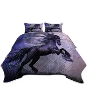 Unicorn Art the Magical Dance of the Black Unicorn Coverlet