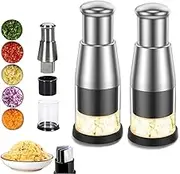 2 Pieces of Stainless Steel Luxury slicers, Manual Garlic Crusher, Multifunctional Kitchen Supplies Garlic Crusher, Dicer Food Chopper, Suitable for Crushing, Garlic, Onion, Potato, Pepper.