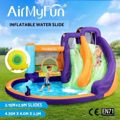 AirMyFun Kids Inflatable Pool Water Park Double Slide Jumping Castle Splash Toys