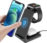 Wireless Charger, XIAOFEIPENG 3 in 1 Charging Station, Charging Dock for AirPods, Watch Stand for Apple Watch, Qi Fast Charging Stand for Samsung Galaxy, iPhone Xs Max/Xs/XR and All Qi-Enabled Devices