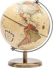 TOPGLOBE 14cm Antique Globe Mini World Globe - 14cm Diametre Metal Arc and Base Bronzed Colour