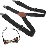 [SAFIGLE] Boys Suspenders Set Adjustable Boys and Girls Suspenders Clips for Suit Pants Elastic Jean Heavy Duty Toddler Bow Tie and